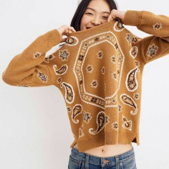 Madewell Sweaters - Madewell Bandana Paisley Print Pullover Sweater